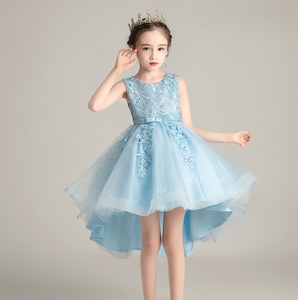 Nuovo Stile Della Principessa <span class=keywords><strong>Abiti</strong></span> da Sera di Colore Solido Della Rappezzatura Del Merletto Delle Ragazze Vestiti da Partito Abito da Sposa Ragazza di Fiore - Product Image 3