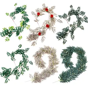 Sıcak satış Salix yaprak sarmaşıklar yeşillik sahte asılı bitki yapay Rattan cadılar bayramı duvar dekorasyon için bırakır