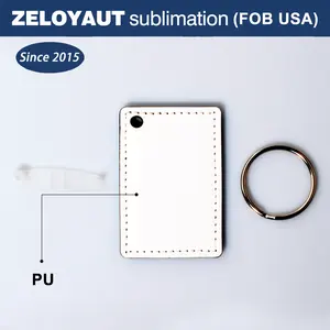 ZELOYAUT-Sublimation Custom New Fashion Decoration 40*60mm PU Keychains With Paint Edges 2024 For Home And Car