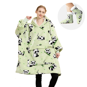 Couverture-cagoule portable pour adulte avec chaussettes intégrées, fabriquée en Chine, couverture à capuche surdimensionnée pour l'hiver, couverture Sherpa personnalisée, chaussettes Sherpa - Product Image 5