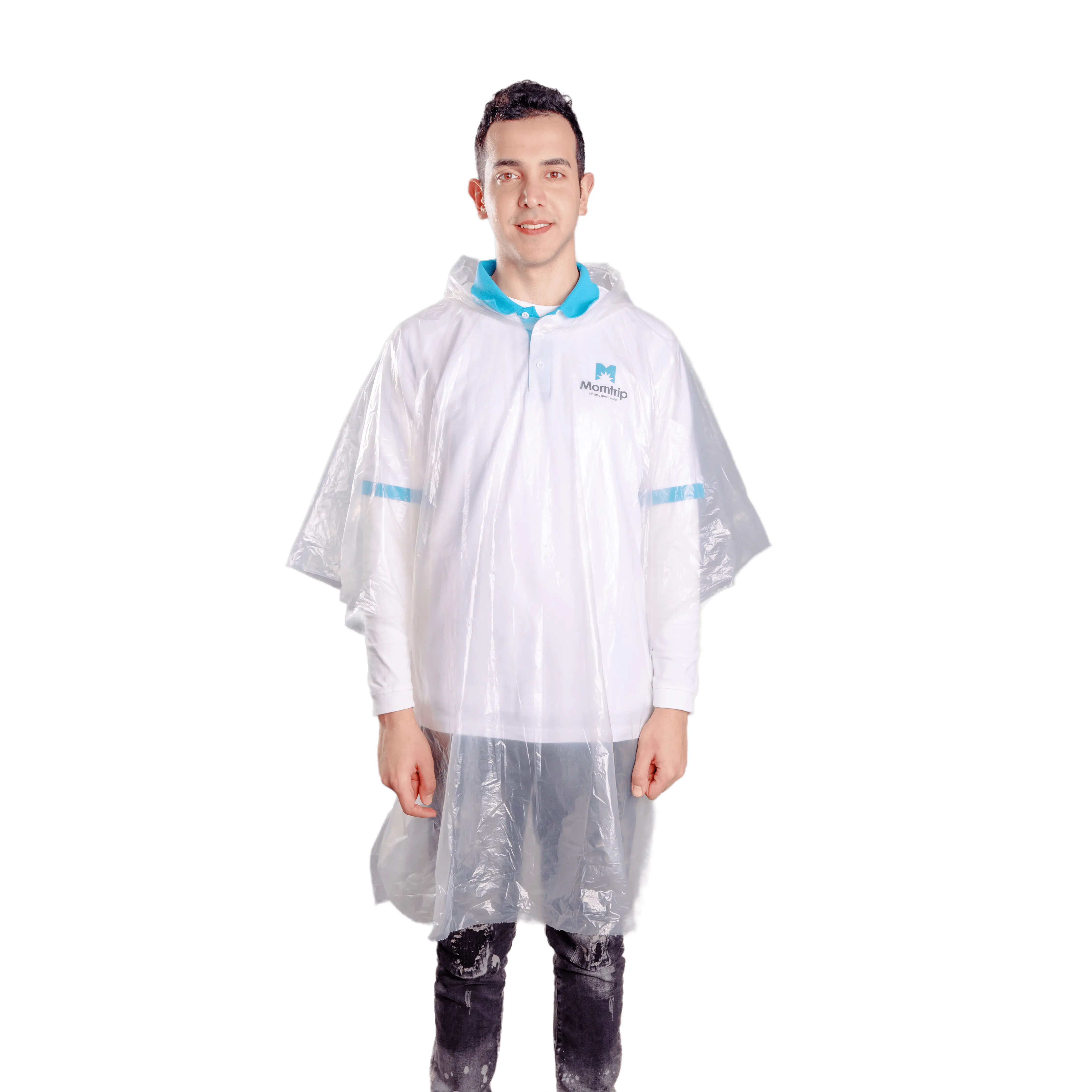 Morntrip เสื้อปอนโชฝนแบบใช้แล้วทิ้งสำหรับเด็กผู้ใหญ่,เสื้อกันฝนสีขาวสีเหลืองกันน้ำทนทานพลาสติก