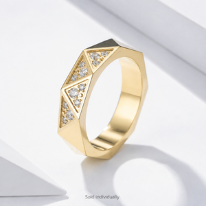 Anillo Triangular de Circonio en Acero Inoxidable con Baño de Oro de 14K - Product Image 1