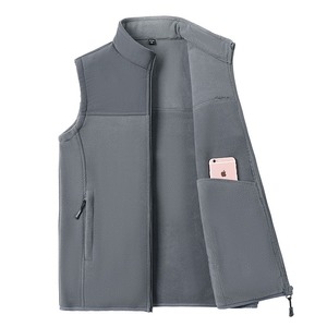 Vente en gros Gilet thermique en polaire pour hommes, gilet utilitaire sport zippé à l'avant, broderie 3D personnalisée en vrac - Product Image 3