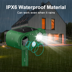 Cour extérieure Couverture étendue Répulsif solaire à ultrasons pour animaux Dispositifs de lumière stroboscopique de jardin Répulsif pour animaux étanche - Product Image 5