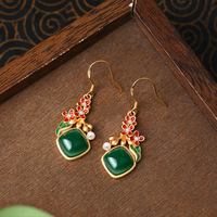 Style ancien élégant nouveau Style chinois fleur floraison riche perle boucles d'oreilles dynastie Han accessoires Hetian Jade oreille