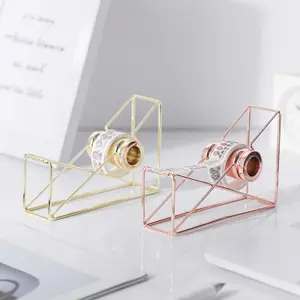 Desktop Tape Dispenser Perlengkapan Kantor Logam Minimalis Tape Cutter Wire Tape Holder