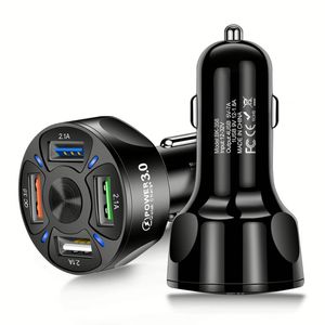 ที่ชาร์จโทรศัพท์ในรถยนต์ 4 พอร์ต USB รองรับ QC3.0 ชาร์จเร็ว ที่ชาร์จโทรศัพท์มือถือในรถยนต์ 7A อะแดปเตอร์ที่ชาร์จในรถยนต์ - Product Image 1