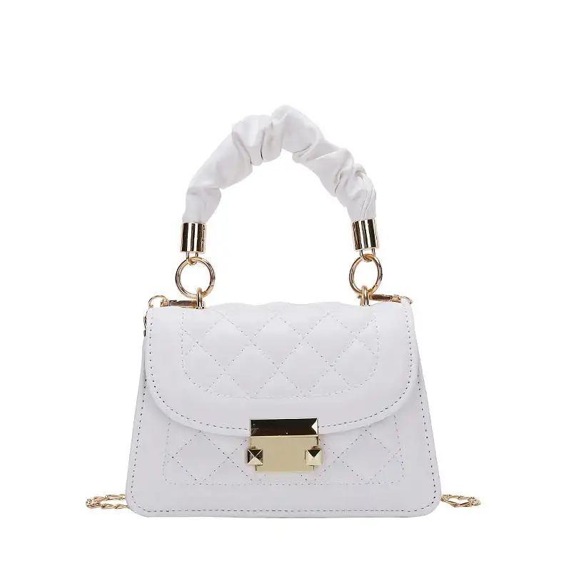 Vente en gros Coréen Femmes Petit Carré Chaîne Messenger Sac Diamant Treillis Dames PU Sac À Bandoulière