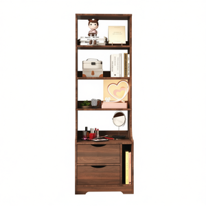 Comodino con Libreria e 2 Cassetti Portaoggetti, Mobile Moderno in Legno per Camera da Letto, Uso Domestico - Product Image 1