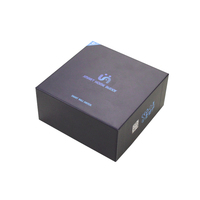 Caja de Regalo de Lujo Negra de Dos Piezas con Logotipo Personalizado en Relieve, Laminado Mate, Tapa y Base de Papel Reciclado