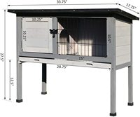 Ap02 — petite Cage de lapin rehaussée, avec toit en artsu à charnière et plateau amovible, intérieur/extérieur