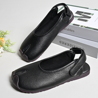 Sandales plates à plateforme pour femmes, 2 pièces, à bout fendu, fabriquées à la main, avec semelles souples, style confortable à bout rond