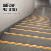 Profilé de protection antidérapant en aluminium pour escaliers avec insert en PVC, résistant à l'usure, pour la rénovation des marches en bois, pierre et carrelage