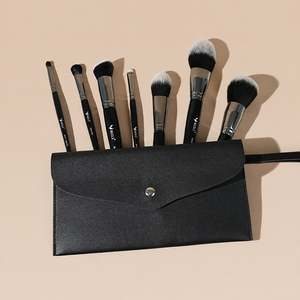 YIXIA 7-Piece Makeup <b>Brush</b> Set Synthetic Hair Black Case Face Beauty Tools Foundation Blush Eyeshadow <b>Brushes</b> - Product Image 1