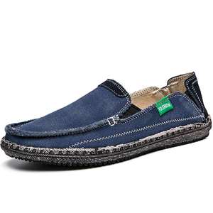 Zapatos Náuticos Planos Vintage para Hombre, Mocasines Casuales de Lona Sin Cordones con Punta en Pico, Transpirables y que Aumentan la Estatura, Estilo Deportivo - Product Image 5