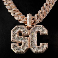Collar GEMLOVE con Colgante de Letra RT Personalizado, Diamante Cultivado en Laboratorio con Corte Elegante, Cadena Cubana de Oro Rosa de 14K-18K, Collar de Moda Hip Hop para Hombre