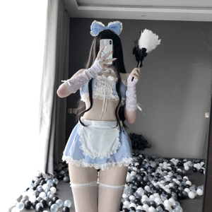 Conjunto de Lencería Kawaii para Maid - Vestido Lolita de Dos Piezas con Lazo y Encaje Transparente - Product Image 2