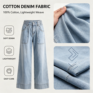<span class=keywords><strong>Jeans</strong></span> a <span class=keywords><strong>Vita</strong></span> Alta e Gamba Larga per <span class=keywords><strong>Donna</strong></span>, Pantaloni <span class=keywords><strong>in</strong></span> Denim Elasticizzati Stile Boho, Produzione all'Ingrosso - Product Image 6