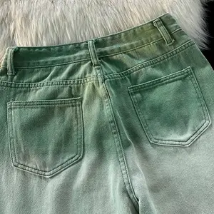 Jeans de color degradado para hombre de High Street, diseño de pierna recta con sentido de lavado de nicho, hace que los pantalones viejos sean elegantes