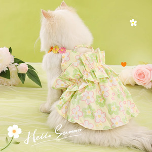 Vestido de Princesa para Gatos con Tirantes y Flores, Ropa Transpirable de Verano para Mascotas - Product Image 1