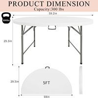 Table de salle à manger pliante en plastique moderne et durable, blanche, pour événements, banquets, traiteur, fêtes, jardin, hôtel