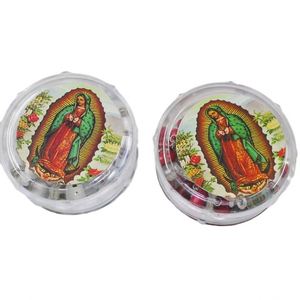 Handmade Rosary Beads <b>Cross</b> Necklace 6mm Scented Wood Bead <b>with</b> Virgin Mary & Diamond Figaro <b>Chain</b>-New - Product Image 5