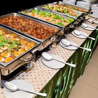 Cuillères de service pour Buffet en acier inoxydable, fourchettes de service, grandes fentes, ustensiles de service