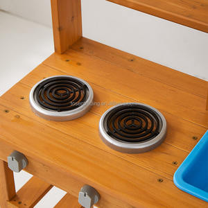 Cocina de Juguete de Madera con Fregadero, Estufas de Juguete, Dispensador de Agua y Estantes - Cocina de Juego Resistente para Exteriores y Diversión en el Patio Trasero - Product Image 6