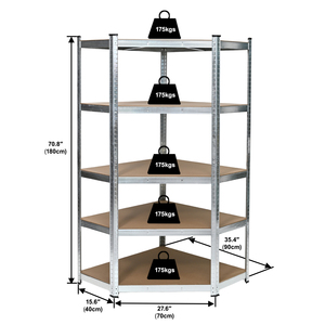5 lớp thép công nghiệp <span class=keywords><strong>boltless</strong></span> nhà để xe Kho Giá Kệ Kim Loại Nhà lưu trữ công cụ kệ siêu thị lưu trữ giá - Product Image 5