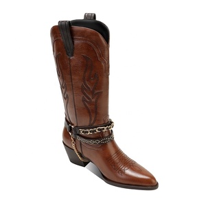 <span class=keywords><strong>Bottes</strong></span> de cow-boy brodées sur mesure OEM, hauteur genou, pour femmes, design western cowgirl, chaîne amovible, hauteur accrue, automne-hiver - Product Image 3