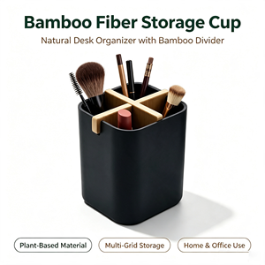Organizador de Escritorio de Bambú Ecológico Personalizado con Separador de Bambú Extraíble para Maquillaje, Cepillos de Dientes, Papelería <span class=keywords><strong>y</strong></span> Cocina - Product Image 1