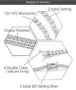 सबसे कम कीमत vv मोइससानाइट टेनिस चेन फाइन गहने 2 मिमी-6.5 मिमी स्टॉक में 925 सिल्वर ग्रा मोइससानाइट टेनिस चेन हार - Product Image 5