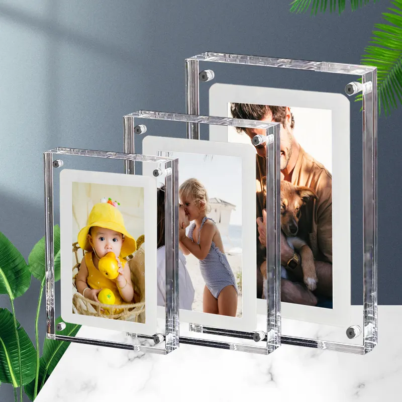 Atacado 4 5 7 10 Polegada Arte NFT Vídeo objeto infinito transparente Acrílico Digital Photo Picture Frame rotação automática