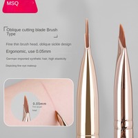 MSQ Pinceau de maquillage à sourcils unique de luxe Mini crayon à sourcils en forme de pointu Marque privée personnalisée Visage Utilisation des yeux Petit éventail de brosse à poignée
