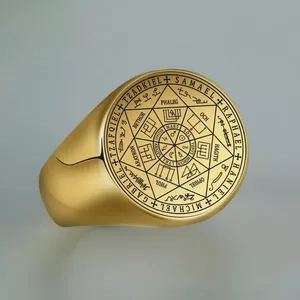 Anello con <span class=keywords><strong>Sigillo</strong></span> dei Sette Arcangeli Poevic per Uomo, <span class=keywords><strong>Sigillo</strong></span> <span class=keywords><strong>di</strong></span> <span class=keywords><strong>Salomone</strong></span> Tetragrammaton in Acciaio Inossidabile - Product Image 4