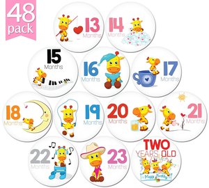 โปรโมชั่นพิเศษ แพ็ค 48 ชิ้น สติกเกอร์รูปยีราฟขนาด 4 นิ้ว คุณภาพพรีเมียม สติกเกอร์บันทึกความทรงจำประจำเดือนสำหรับเด็กแรกเกิด - Product Image 3