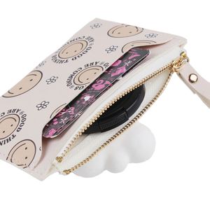 Girls Handmade Premium Soft PU Leather Anti-Theft Wallet Zipper Closure Minimalist <b>Card</b> <b>Protector</b> Wrist Strap Water - Product Image 3