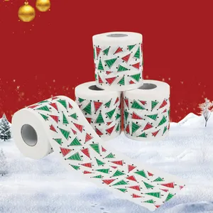 safe use wooden pulp Christmas gift toilet roll paper with core wholesale and accept customized print