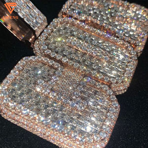 Kualitas Terbaik kustom pengaturan tangan Vvs Baguette Moissanite liontin 925 perak murni pria es keluar Hip Hop huruf jimat liontin - Product Image 3