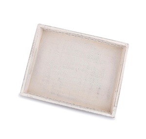 Plateau en bois rustique <span class=keywords><strong>blanc</strong></span> délavé avec poignées, style plateau de service décoratif en bois sculpté, ensemble de plateaux à nourriture - Product Image 2