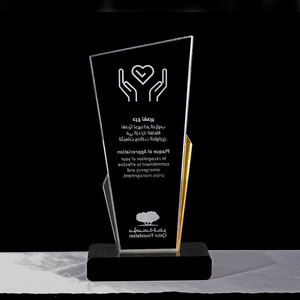 MH-NJ00547 Custom <strong>Engraving</strong> Flame Trophy Crystal <strong>Plaque</strong> with Black Base - Product Image 2