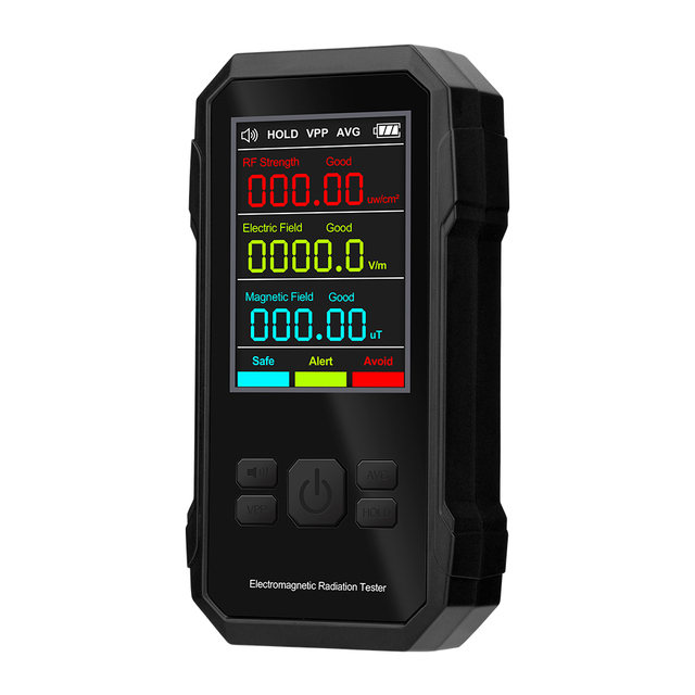 KMV EMF Meter Electromagnetic Radiation Tester Digital Electric Magnetic Field RF Strength Detector Sound Alarm LCD Home Office