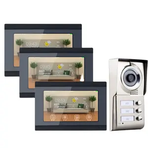 7 polegadas Registro IR-CUT 3 Apartamentos Telefone Video Da Porta Sistema de Intercomunicação sem fio Wi-fi HD Câmera Doorbell Câmera com 3 1000TVL botão