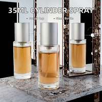 Flacon pulvérisateur cylindrique en verre vide de 35 ml pour parfum, avec bouchon en aluminium électroplaqué or/argent/noir, diffuseur à bâtonnets – Vente en gros