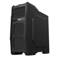 Boîtier de jeu ATX Mid Tower Hauberk G506X en acier noir avec ports USB 3.0/2.0, audio frontal et alimentation inférieure