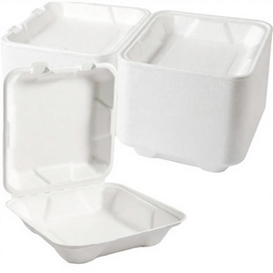 Conteneur alimentaire à charnière en pulpe de bagasse de canne à sucre compostable TOMATO 8x8x3 pouces, 3 compartiments, capacité 1100 ml, sans PFAS - Product Image 4