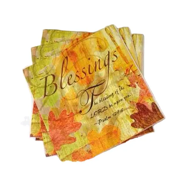 Special Yellow Leaves Printed Bride Groom Wedding Napkins