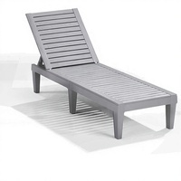Chaise longue grise réglable en 5 positions, imperméable, légère, pour utilisation en extérieur, piscine, pelouse, en plastique