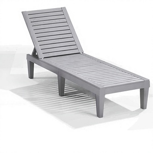 Chaise longue grise réglable en 5 positions, imperméable, légère, pour utilisation en extérieur, piscine, pelouse, en plastique - Product Image 1