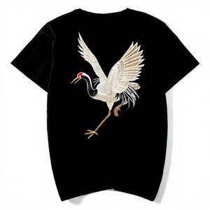 เสื้อยืดปักลายผู้ชาย ผ้าฝ้าย 100% แขนสั้น ทรงปกติ ลายรูปนก สไตล์ลำลอง สตรีทแวร์ - Product Image 4
